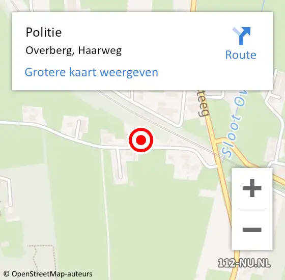 Locatie op kaart van de 112 melding: Politie Overberg, Haarweg op 27 september 2018 22:36