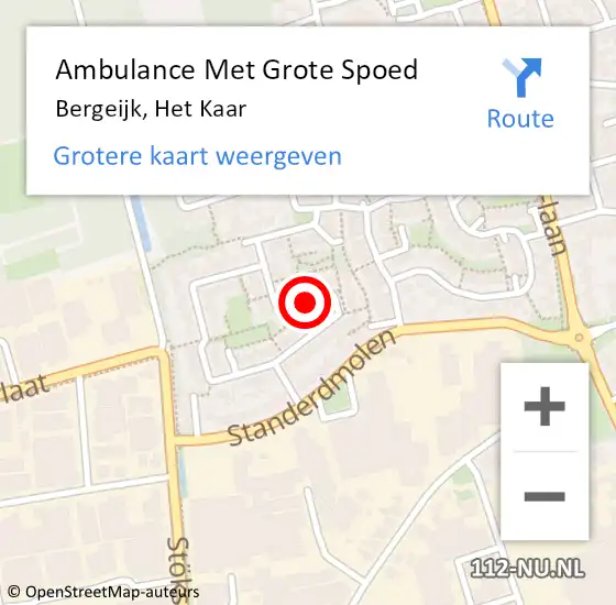 Locatie op kaart van de 112 melding: Ambulance Met Grote Spoed Naar Bergeijk, Het Kaar op 28 september 2018 06:13