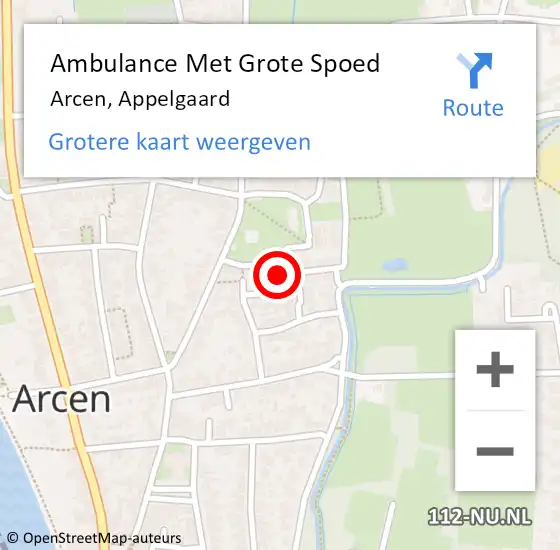 Locatie op kaart van de 112 melding: Ambulance Met Grote Spoed Naar Arcen, Appelgaard op 28 september 2018 06:31