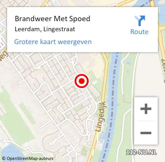 Locatie op kaart van de 112 melding: Brandweer Met Spoed Naar Leerdam, Lingestraat op 28 september 2018 07:42