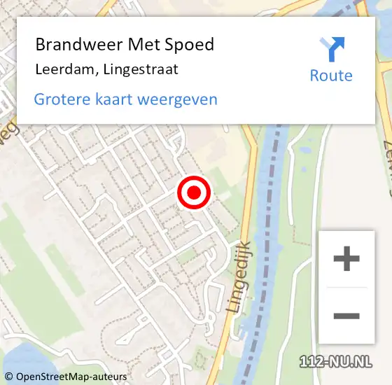 Locatie op kaart van de 112 melding: Brandweer Met Spoed Naar Leerdam, Lingestraat op 28 september 2018 07:43
