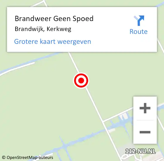 Locatie op kaart van de 112 melding: Brandweer Geen Spoed Naar Brandwijk, Kerkweg op 28 september 2018 07:56