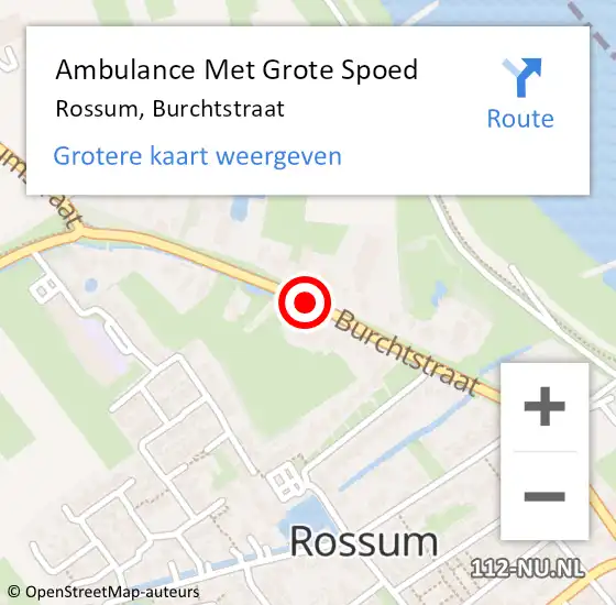 Locatie op kaart van de 112 melding: Ambulance Met Grote Spoed Naar Rossum, Burchtstraat op 28 september 2018 08:47