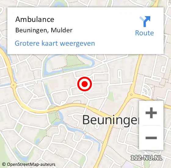 Locatie op kaart van de 112 melding: Ambulance Beuningen, Mulder op 28 september 2018 09:02