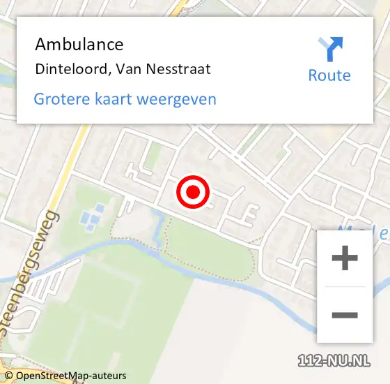 Locatie op kaart van de 112 melding: Ambulance Dinteloord, Van Nesstraat op 10 maart 2014 12:24