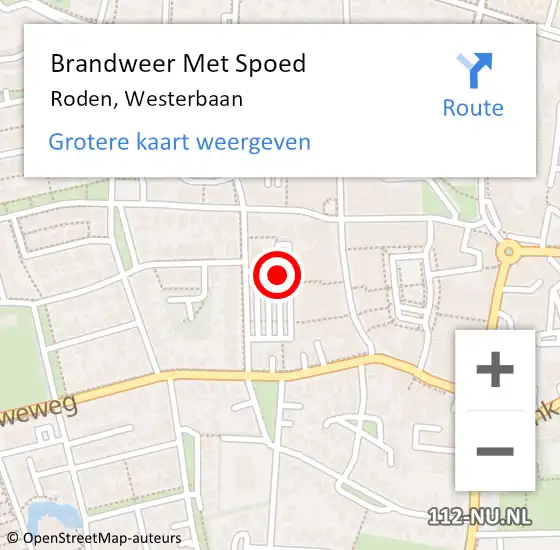 Locatie op kaart van de 112 melding: Brandweer Met Spoed Naar Roden, Westerbaan op 24 september 2013 23:05