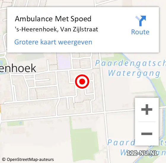 Locatie op kaart van de 112 melding: Ambulance Met Spoed Naar 's-Heerenhoek, Van Zijlstraat op 28 september 2018 11:11