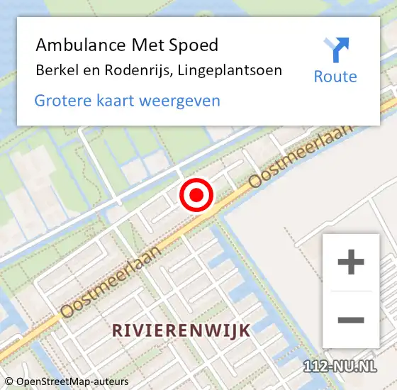 Locatie op kaart van de 112 melding: Ambulance Met Spoed Naar Berkel en Rodenrijs, Lingeplantsoen op 28 september 2018 11:17