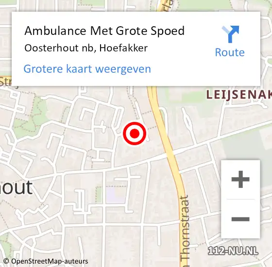 Locatie op kaart van de 112 melding: Ambulance Met Grote Spoed Naar Oosterhout, Hoefakker op 28 september 2018 13:04