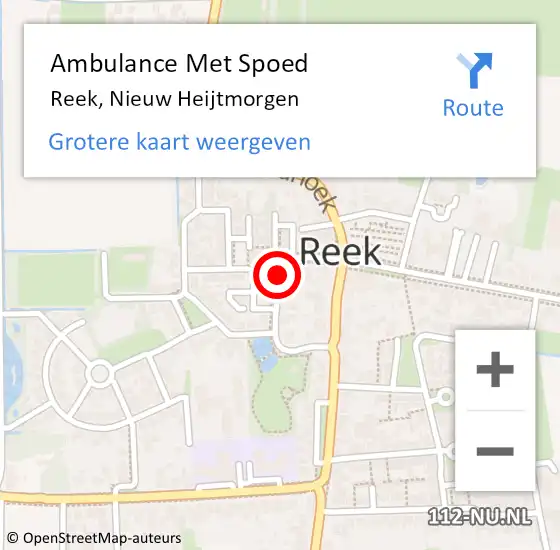 Locatie op kaart van de 112 melding: Ambulance Met Spoed Naar Reek, Nieuw Heijtmorgen op 28 september 2018 13:11