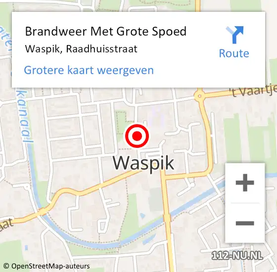 Locatie op kaart van de 112 melding: Brandweer Met Grote Spoed Naar Waspik, Raadhuisstraat op 28 september 2018 13:21