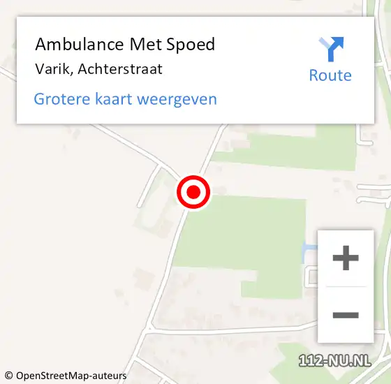 Locatie op kaart van de 112 melding: Ambulance Met Spoed Naar Varik, Achterstraat op 28 september 2018 13:58