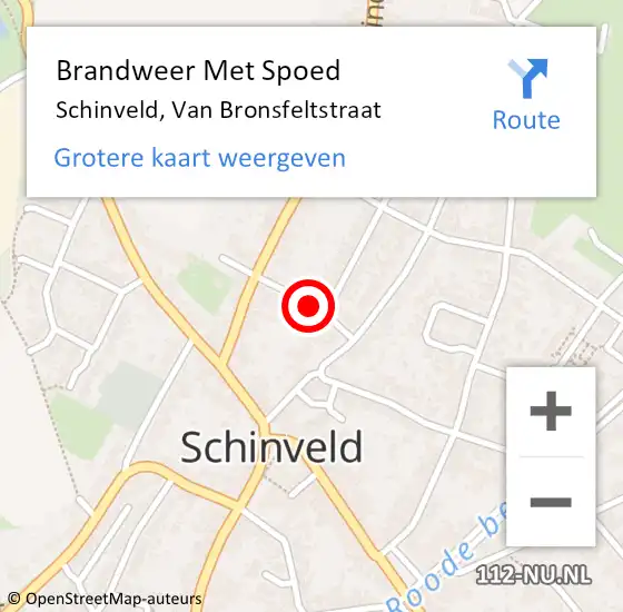 Locatie op kaart van de 112 melding: Brandweer Met Spoed Naar Schinveld, Van Bronsfeltstraat op 28 september 2018 14:04