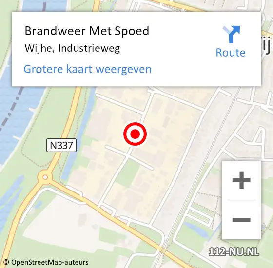 Locatie op kaart van de 112 melding: Brandweer Met Spoed Naar Wijhe, Industrieweg op 28 september 2018 14:26