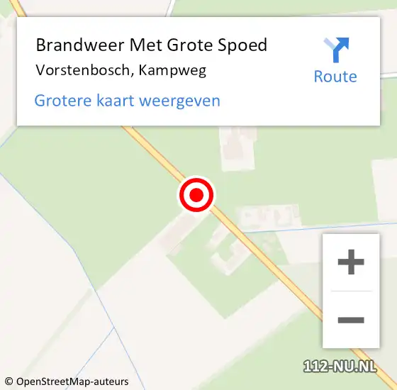 Locatie op kaart van de 112 melding: Brandweer Met Grote Spoed Naar Vorstenbosch, Kampweg op 28 september 2018 14:38