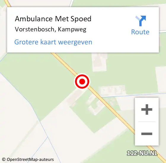 Locatie op kaart van de 112 melding: Ambulance Met Spoed Naar Vorstenbosch, Kampweg op 28 september 2018 14:41