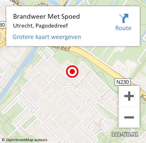 Locatie op kaart van de 112 melding: Brandweer Met Spoed Naar Utrecht, Pagodedreef op 28 september 2018 14:57