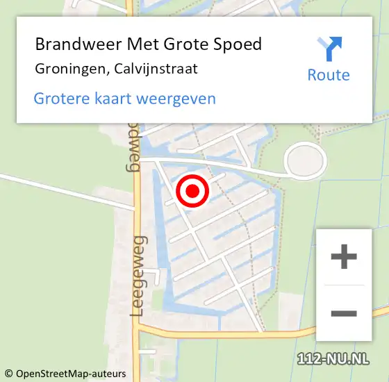 Locatie op kaart van de 112 melding: Brandweer Met Grote Spoed Naar Groningen, Calvijnstraat op 28 september 2018 15:02