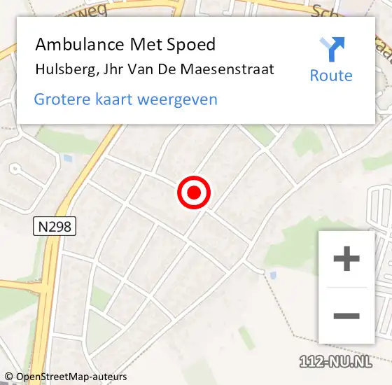 Locatie op kaart van de 112 melding: Ambulance Met Spoed Naar Hulsberg, Jhr Van De Maesenstraat op 10 maart 2014 12:46