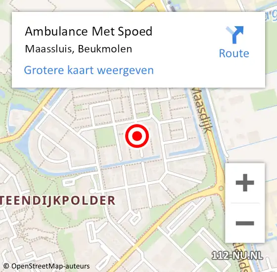 Locatie op kaart van de 112 melding: Ambulance Met Spoed Naar Maassluis, Beukmolen op 28 september 2018 15:16