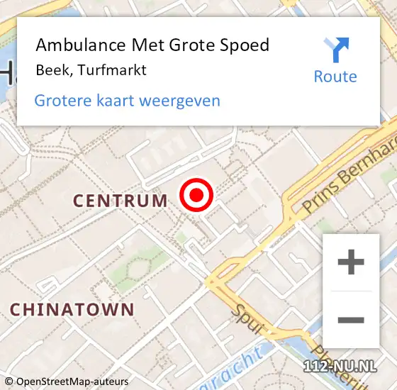 Locatie op kaart van de 112 melding: Ambulance Met Grote Spoed Naar Beek, Turfmarkt op 28 september 2018 15:33