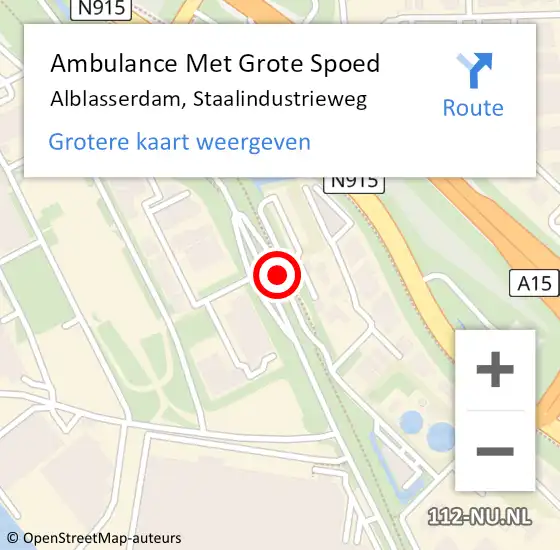 Locatie op kaart van de 112 melding: Ambulance Met Grote Spoed Naar Alblasserdam, Staalindustrieweg op 28 september 2018 16:57