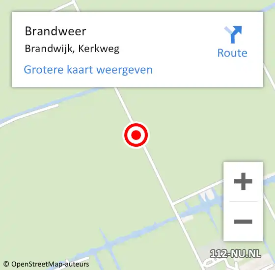 Locatie op kaart van de 112 melding: Brandweer Brandwijk, Kerkweg op 28 september 2018 17:39