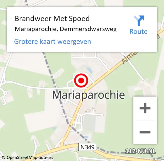 Locatie op kaart van de 112 melding: Brandweer Met Spoed Naar Mariaparochie, Demmersdwarsweg op 10 maart 2014 13:00