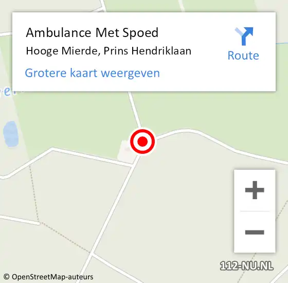 Locatie op kaart van de 112 melding: Ambulance Met Spoed Naar Hooge Mierde, Prins Hendriklaan op 28 september 2018 19:05