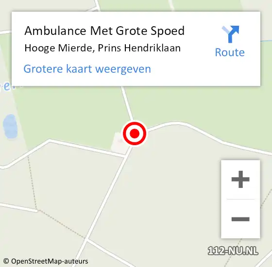 Locatie op kaart van de 112 melding: Ambulance Met Grote Spoed Naar Hooge Mierde, Prins Hendriklaan op 28 september 2018 19:07