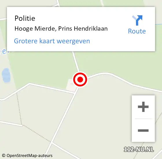 Locatie op kaart van de 112 melding: Politie Hooge Mierde, Prins Hendriklaan op 28 september 2018 19:09