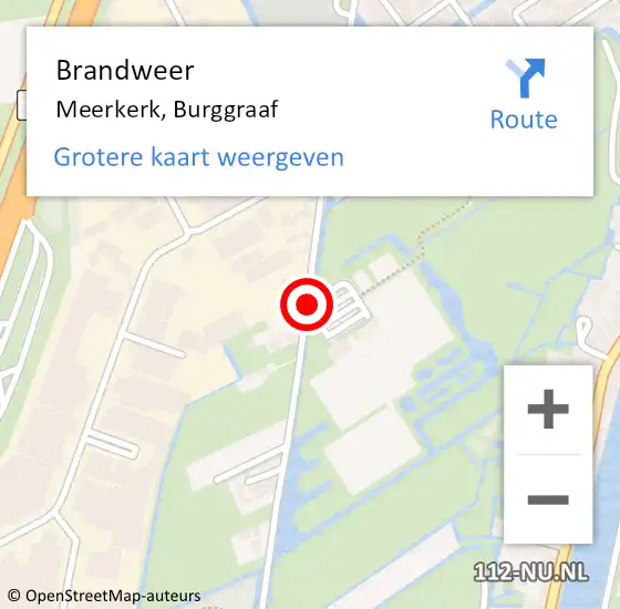 Locatie op kaart van de 112 melding: Brandweer Meerkerk, Burggraaf op 28 september 2018 19:33