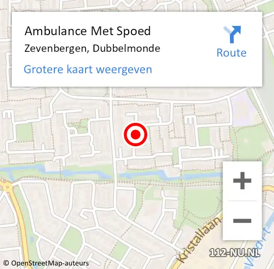 Locatie op kaart van de 112 melding: Ambulance Met Spoed Naar Zevenbergen, Dubbelmonde op 28 september 2018 19:44