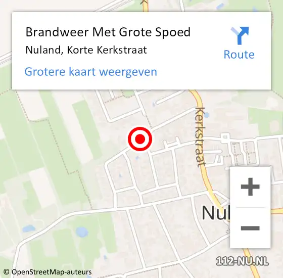 Locatie op kaart van de 112 melding: Brandweer Met Grote Spoed Naar Nuland, Korte Kerkstraat op 28 september 2018 20:39