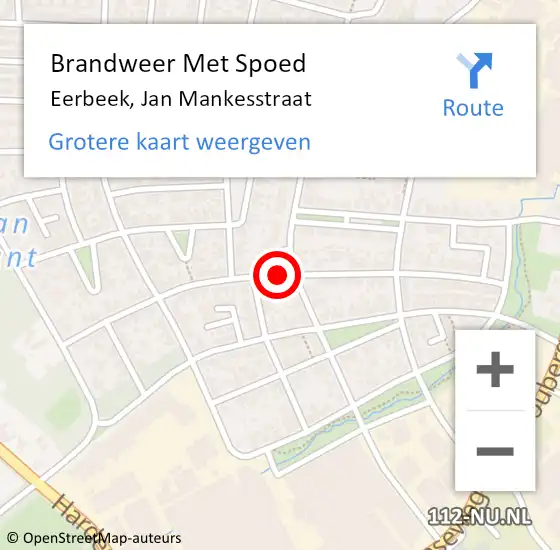 Locatie op kaart van de 112 melding: Brandweer Met Spoed Naar Eerbeek, Jan Mankesstraat op 28 september 2018 21:22