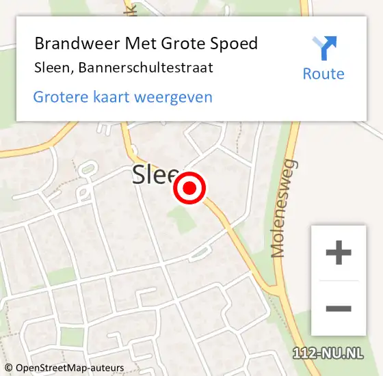 Locatie op kaart van de 112 melding: Brandweer Met Grote Spoed Naar Sleen, Bannerschultestraat op 28 september 2018 21:45