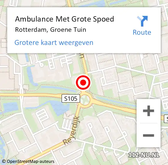 Locatie op kaart van de 112 melding: Ambulance Met Grote Spoed Naar Rotterdam, Groene Tuin op 28 september 2018 21:49