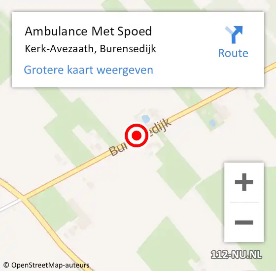 Locatie op kaart van de 112 melding: Ambulance Met Spoed Naar Kerk-Avezaath, Burensedijk op 28 september 2018 22:11