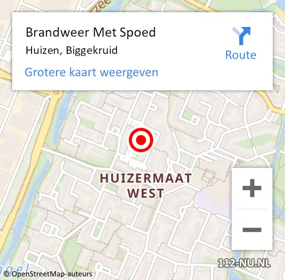 Locatie op kaart van de 112 melding: Brandweer Met Spoed Naar Huizen, Biggekruid op 28 september 2018 23:20