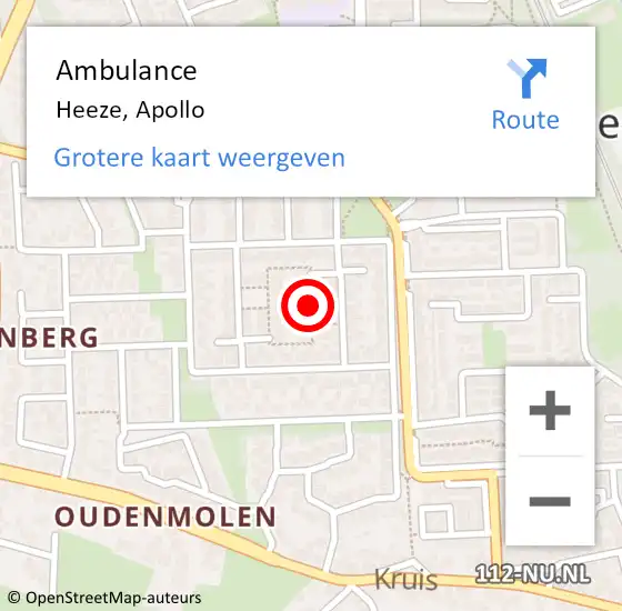 Locatie op kaart van de 112 melding: Ambulance Heeze, Apollo op 28 september 2018 23:21