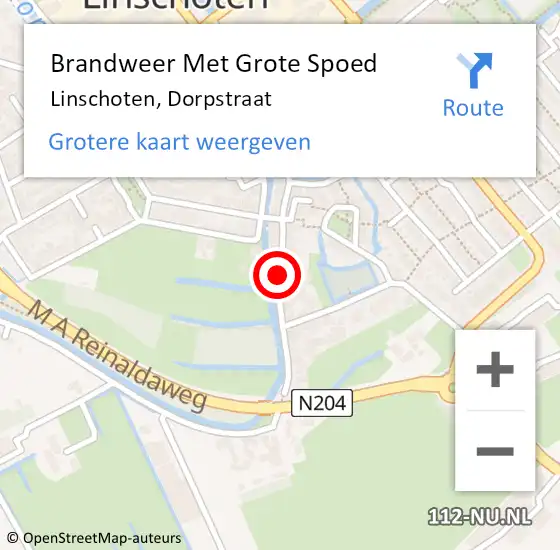 Locatie op kaart van de 112 melding: Brandweer Met Grote Spoed Naar Linschoten, Dorpstraat op 28 september 2018 23:28