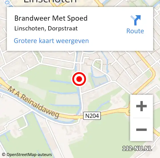 Locatie op kaart van de 112 melding: Brandweer Met Spoed Naar Linschoten, Dorpstraat op 29 september 2018 00:04