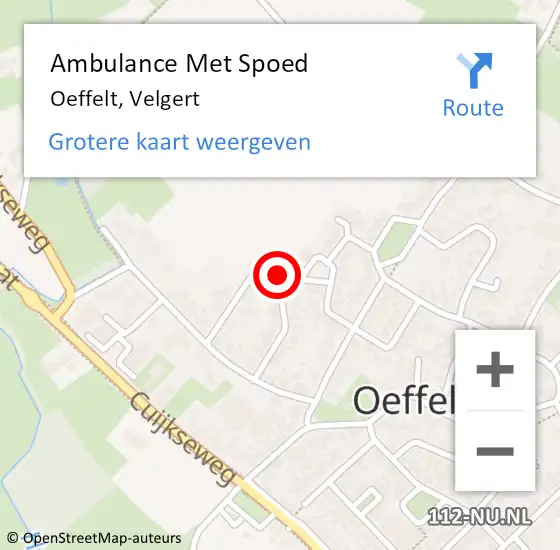 Locatie op kaart van de 112 melding: Ambulance Met Spoed Naar Oeffelt, Velgert op 29 september 2018 00:19