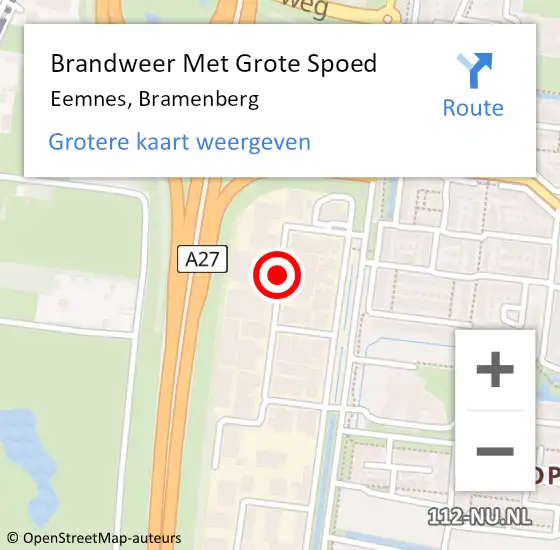 Locatie op kaart van de 112 melding: Brandweer Met Grote Spoed Naar Eemnes, Bramenberg op 29 september 2018 00:38