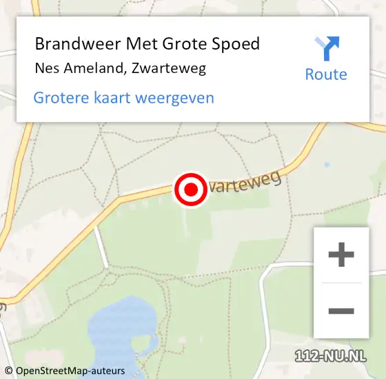 Locatie op kaart van de 112 melding: Brandweer Met Grote Spoed Naar Nes Ameland, Zwarteweg op 29 september 2018 02:33