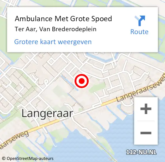 Locatie op kaart van de 112 melding: Ambulance Met Grote Spoed Naar Ter Aar, Van Brederodeplein op 10 maart 2014 13:14