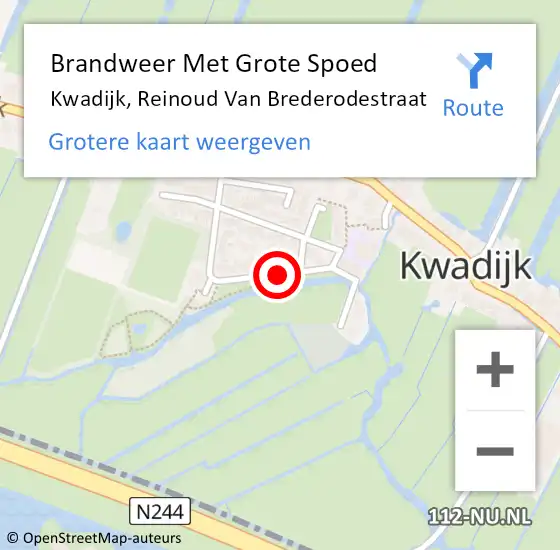 Locatie op kaart van de 112 melding: Brandweer Met Grote Spoed Naar Kwadijk, Reinoud Van Brederodestraat op 29 september 2018 05:44