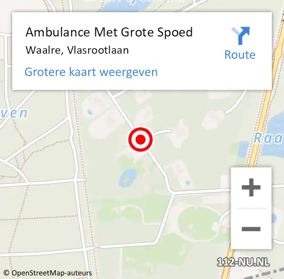 Locatie op kaart van de 112 melding: Ambulance Met Grote Spoed Naar Waalre, Vlasrootlaan op 29 september 2018 07:59