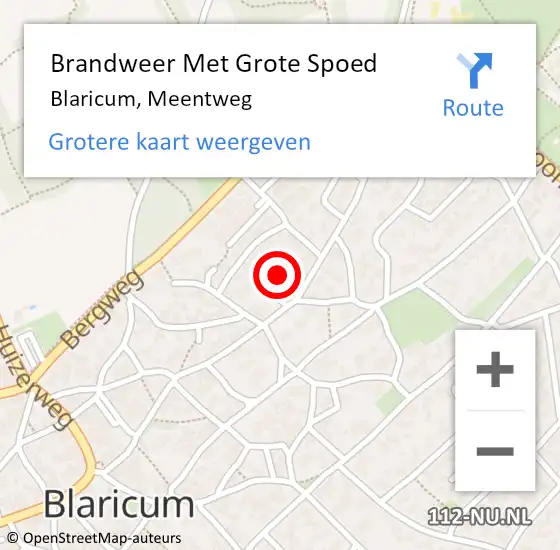 Locatie op kaart van de 112 melding: Brandweer Met Grote Spoed Naar Blaricum, Meentweg op 29 september 2018 08:13