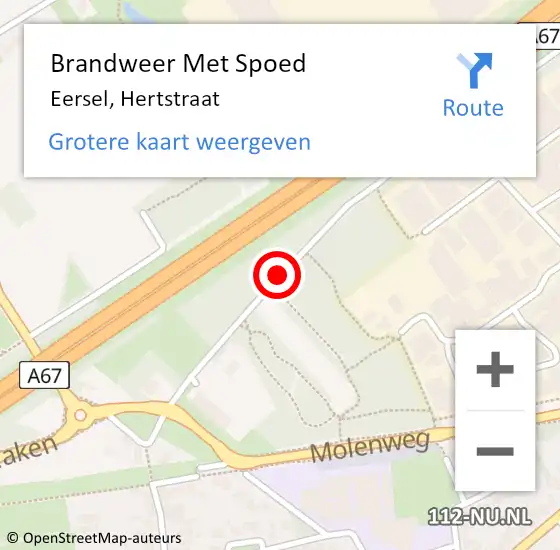 Locatie op kaart van de 112 melding: Brandweer Met Spoed Naar Eersel, Hertstraat op 29 september 2018 08:15
